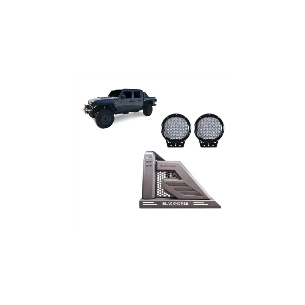 Armour II Roll Bar Kit w/ Lights - Black Steel - BLKAR2-09B-PL69B